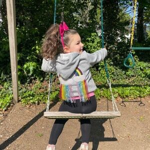 Lola + The Boys Gray Hoodie with Colorful Rhinestones